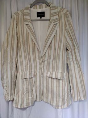 Velvet Heart Cream and Tan Striped Blazer